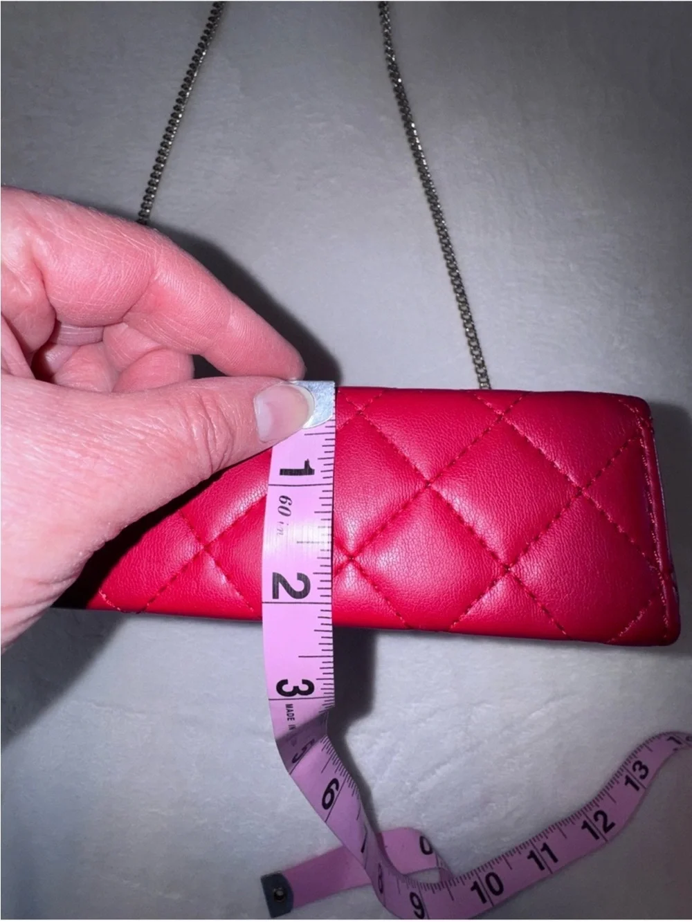 Quilted Bright Red Chain Crossbody Clutch Wallet Purse